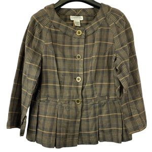 Vintage Chadwick's Plaid Peplum Blazer Collarless Size 4